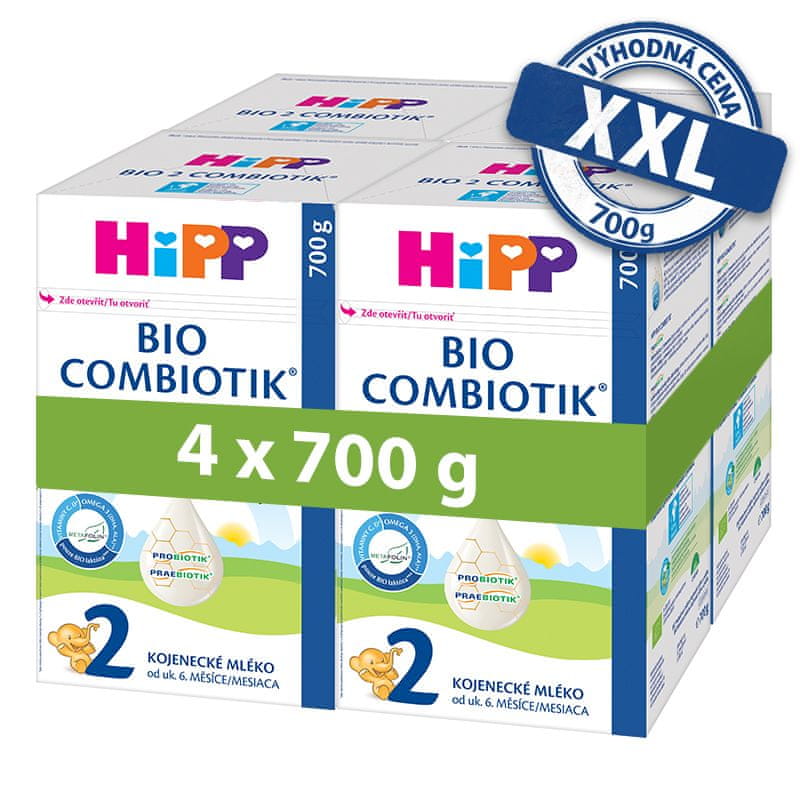 HiPP 2 BIO Combiotik Následná mliečna dojčenská výživa 4x700 g