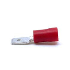 Izolované Cu lisovacie kolíky ploché červené 1,5mm² 6,3×0,8mm / 1,5mm2 100 ks