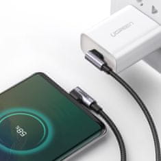 Ugreen Elbow kábel USB-C / USB-C PD QC 3A 1m, sivý