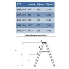ELKOP Obojstranný schodíkový rebrík DHR 1402, 2+2 stupne, 2 + 2 stupne