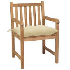 Vidaxl Záhradné stoličky 8 ks s krémovobielymi podložkami tíkový masív
