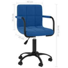 Vidaxl Otočná kancelárska stolička modrá zamatová