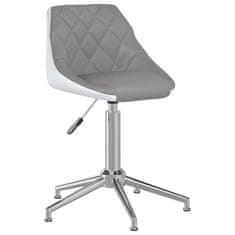 Vidaxl Otočná kancelárska stolička, sivá a biela, koženka