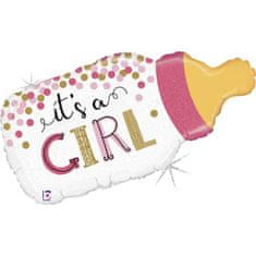 Grabo Fóliový balón supershape It´s a girl fľaša glitter 84cm