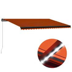 Vidaxl Ručne zaťahovacia markíza s LED 500x300 cm oranžovo-hnedá