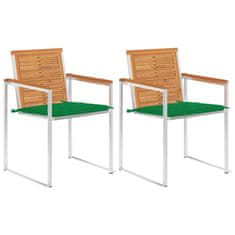 Vidaxl Záhradné stoličky s podložkami 2 ks masívna akácia drevo a oceľ