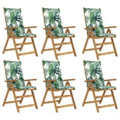Vidaxl Skladacie záhradné stoličky s podložkami 6 ks akáciový masív