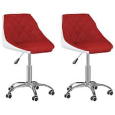 Vidaxl Otočné stoličky, 2 ks, červená a biela, ekokoža