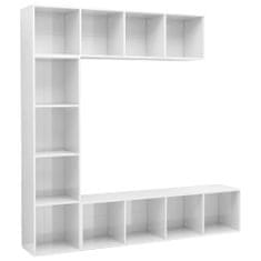 Petromila vidaXL 3-dielna knižnica/TV skrinka lesklá biela 180x30x180 cm