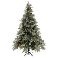 Vidaxl Vianočný stromček s LED a šiškami zeleno-biely 120 cm PVC&PE