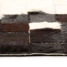 Vidaxl Koberec z kúskov pravej kože, 120x170 cm, štvorcový, čierno-biely