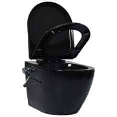 Petromila vidaXL Závesné bezokrajové WC s funkciou bidetu čierne keramické