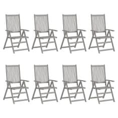 Petromila vidaXL Záhradné sklápacie stoličky+podložky 8 ks, sivé, akáciové drevo