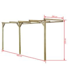 Petromila vidaXL Pergola k stene domu 2x4x2,2 m, drevo