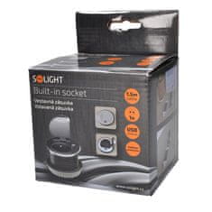 Solight Vstavaná zásuvka s viečkom PP122 1x230V/10A+1xUSB 5V/2100mA