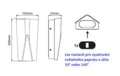 ACA Lightning Záhradné nástenné LED svietidlo NOZA 11W/230V/3000K/370Lm/140°/IP65, tmavo šedé