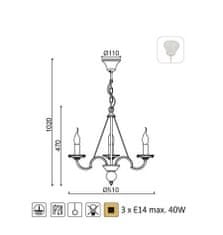 ACA Závesné svietidlo GEISHA max. 3x40W/E14/230V/IP20