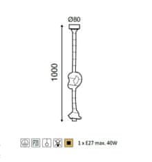 ACA Závesné lanové svietidlo max. 40W/E27/230V/IP20