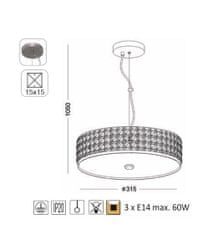 ACA Závesné svietidlo ETNA max. 3x60W/E14/230V/IP20