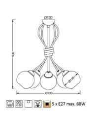 ACA Závesné svietidlo FOYER max. 5x60W/E27/230V/IP20