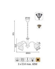 ACA Závesné svietidlo BYRON max. 3x60W/E14/230V/IP20