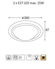 ACA Prisadené svietidlo VALLETTA max. 2xLED 15W/E27/230V/IP20