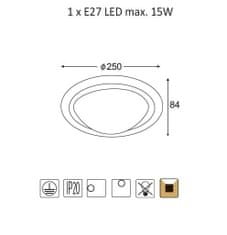 ACA Prisadené svietidlo VALLETTA max. LED 15W/E27/230V/IP20