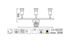 ACA Prisadené svietidlo TRINITY max. 3x50W/GU10/230V/IP20