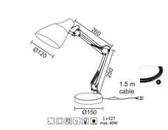 ACA Retro stolná lampa Kingston max. 40W/E27/230V/IP20, oranžová