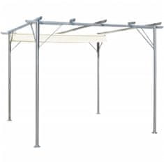 Vidaxl Oceľová pergola so zaťahovacou strechou, krémovo biela, 3x3 m