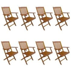Vidaxl Skladacie vonkajšie stoličky 8 ks masívne akáciové drevo