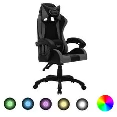 Vidaxl Herná stolička s RGB LED svetlami sivo-čierna umelá koža