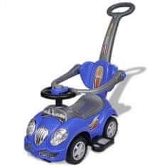 Vidaxl Modré detské odrážacie autíčko s vodiacou tyčou