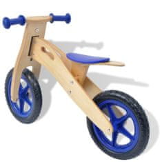 Vidaxl Balančný drevený bicykel, modrý