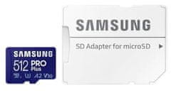 SAMSUNG microSDXC 512GB PRO Plus + SD adaptér (MB-MD512KA/EU)