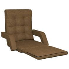 Vidaxl Skladacia podlahová stolička s funkciou lôžka hnedá látka