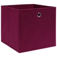 Greatstore Úložné boxy 4 ks tmavočervené 32x32x32 cm látkové