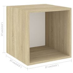 Petromila vidaXL Nástenné skrinky 4ks, biela+sonoma 37x37x37cm, kompozitné drevo