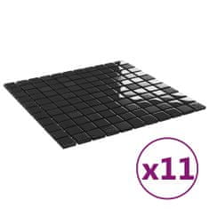 Vidaxl Mozaikové dlaždice 11 ks, lesklé čierne 30x30 cm, sklo