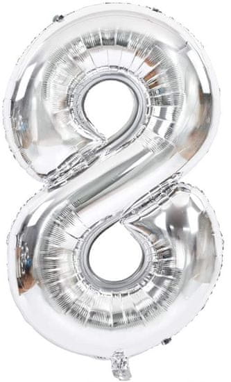Atomia Fóliový balón narodeninové číslo 8, strieborný 82cm