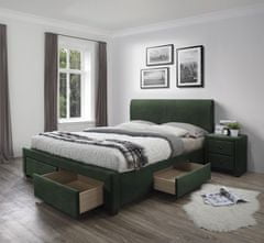 Halmar Čalúnená manželská posteľ s úložným priestorom Modena 3 160 - tmavozelená (Velvet)