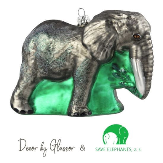 Decor By Glassor Vianočná sklenená ozdoba slon
