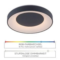 PAUL NEUHAUS LEUCHTEN DIREKT aj s JUST LIGHT LED stropné svietidlo, antracit, stmievateľné, App, diaľkový ovládač MEDION RGB plus 2700-5000K