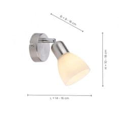 PAUL NEUHAUS LEUCHTEN DIREKT is JUST LIGHT Nástenné svietidlo, farba oceľ, 1xE14, sklenené tienidlo, 40 W, IP20