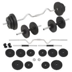 Vidaxl Súprava činiek barbell a dumbbell 30 kg