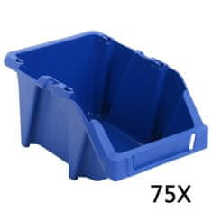 Vidaxl Stohovateľné úložné boxy 75 ks, 153x244x123 mm, modré