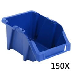 Vidaxl Stohovateľné úložné boxy 150 ks, 125x195x90 mm, modré