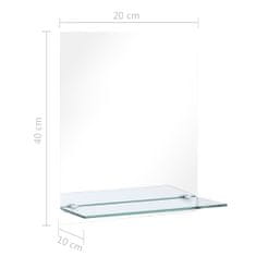 Vidaxl Nástenné zrkadlo s poličkou 20x40 cm, tvrdené sklo