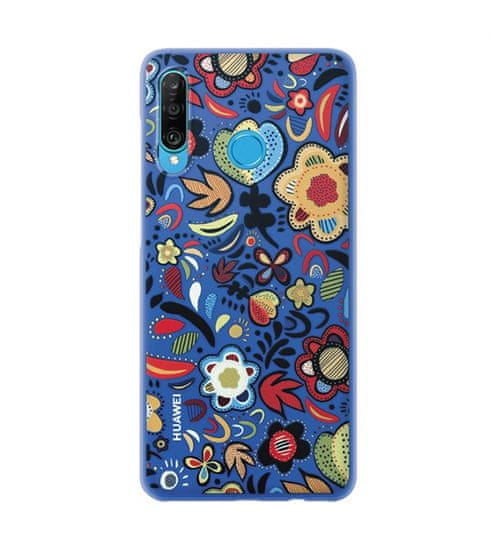 Huawei ochranný kryt Floral Blue pre P30 Lite modrý, HUA-PC-P30L-FLWR-BLU