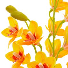 Vidaxl Umelá rastlina orchidea s kvetináčom 90 cm žltá